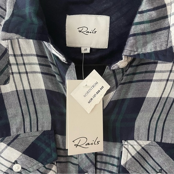 NWT Rails Kendra White Navy Forest Flannel Top | XS - Picture 6 of 10